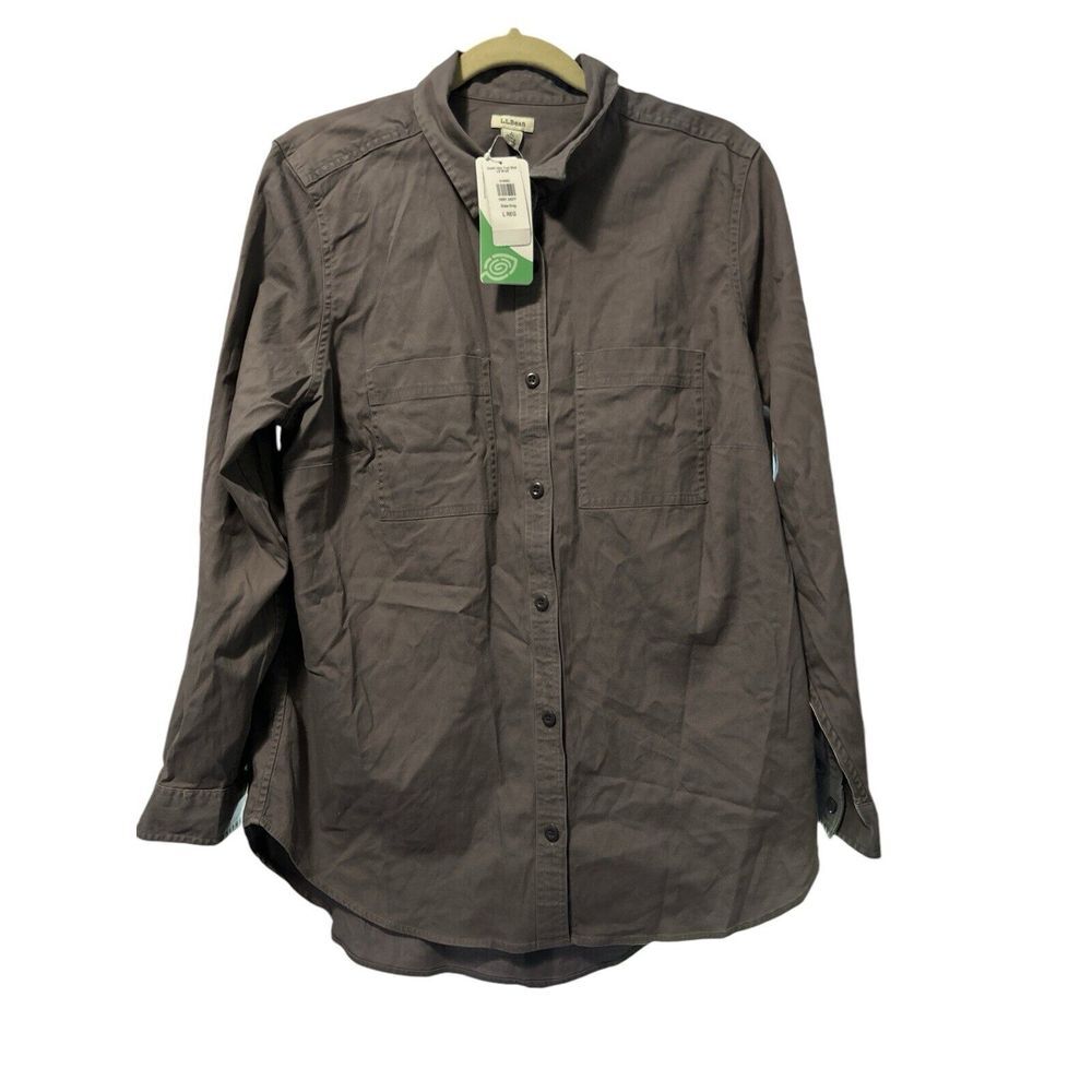 L.L. Bean Women's Comfort Cotton Tencel Long Sleeve Shirt‎ - Slate Gray, Large